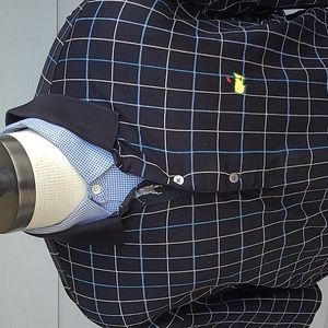 MASTERS Golf Bobby Jones Italy Black Blue Plaid Cotton Sz‎ XL Short Sleeve Shirt